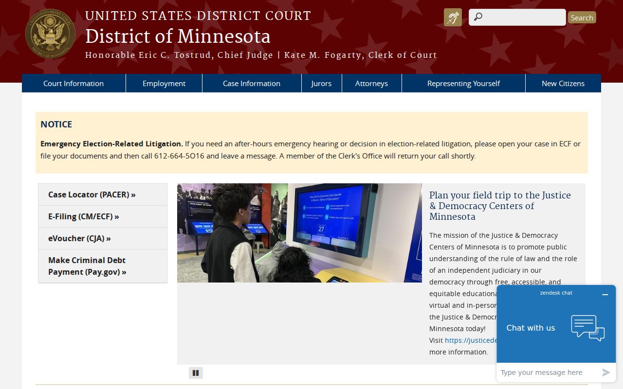 Blue Earth County case search United States District Court for Minnesota