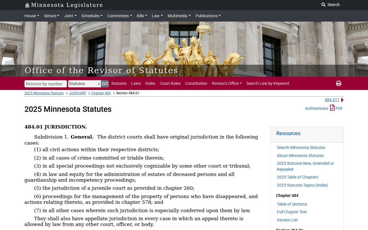 Blue Earth County traffic court records Minnesota District Court jurisdiction
