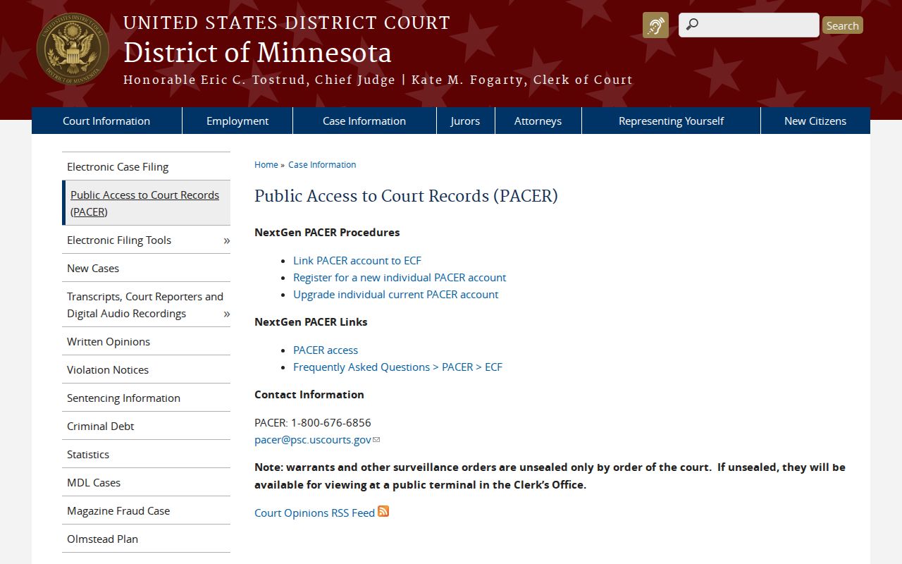 Mankato court docket boundary with federal PACER records
